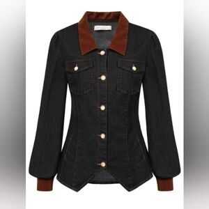 NWT - Belle Poque Vintage Style Lightweight Black Denim Blouse Jacket - Size XL